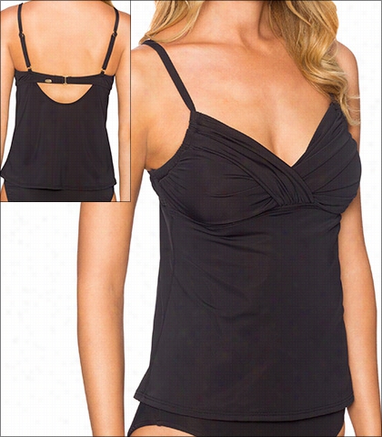 Sunsets Swimwear Black Shirred Tankini Wi Rh Removable Cups Style 89t