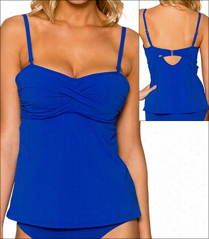 Sunsets Ultra Blue Swimwear Top Tankini Underwire Bandeau Style 16-ulbl-70efgh