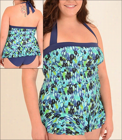 Susnihne Zone Bandeau Halter Swimdress Stule 6102 In Bubble Priint