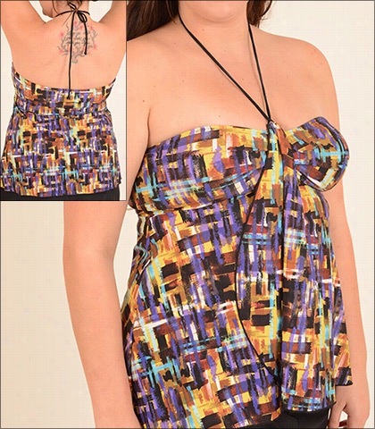 Sunshine Zone Fly Away Tankini Top Style 6022 In Bruhs Stroke Print