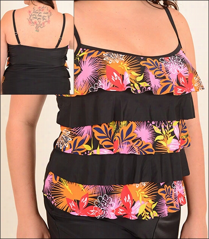 Sunshine Zone Ruffle4 Tier Tankini Top Style 6024 In Floral Prin T