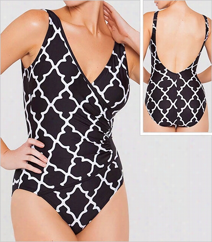 Surplice Djustable Strap One Piece Swimsuit Style 313