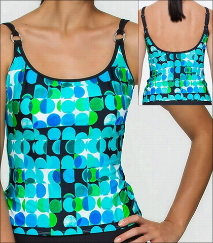 Tara Grinna Abila Print Scoop Neck Tankini Swim Outgo Style 107