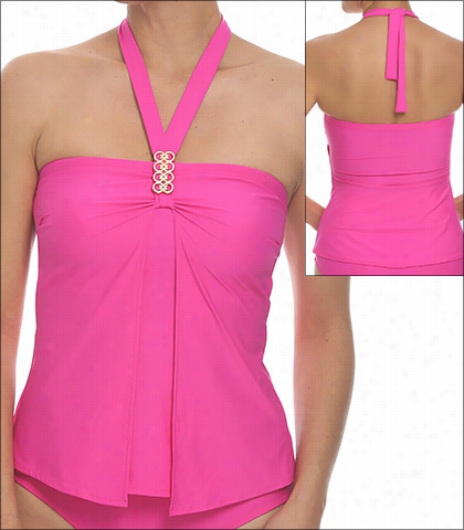 Tara Grinna Cand Y Swimwear Top Tankini Bqneau Halter Style 16-ca-144