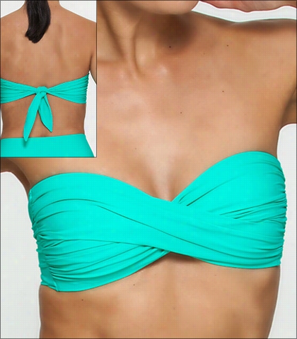 Tara Grinna Sestos Solid Twist Front Bandeau Bikini Top Style 136