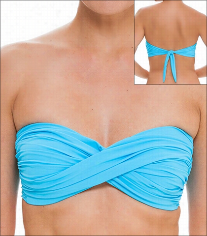 Tara Grinna Turquoise Swimwear Top Ibkini Ban Deau Strapless Style 16-tu-136