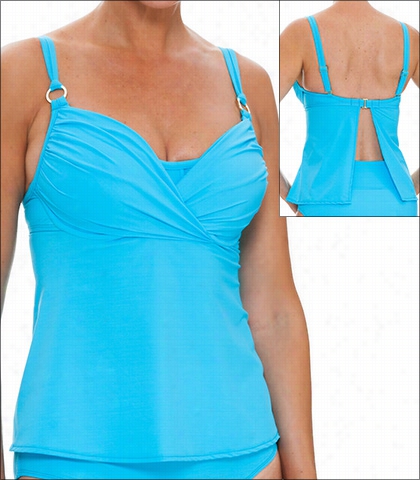 Tara Grinna  Turquoise Swimwear Top Tankini Underwire Style 16-tu-152