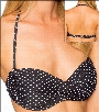 Swim Systems Mod Dot Onyx Slider Clasp Back Twist Front Bandeau Bikini Top with Soft Cups Style H623