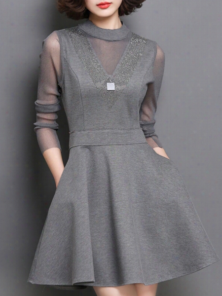 A-line Patchwork Imaginary Skater Dress