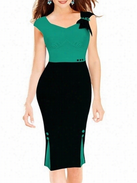 Appealing Bwknot Paatchwork Bodycon-dess