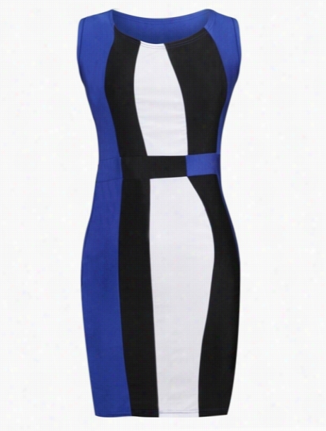 Appealing Round Neck Color Block Bodycon-dress