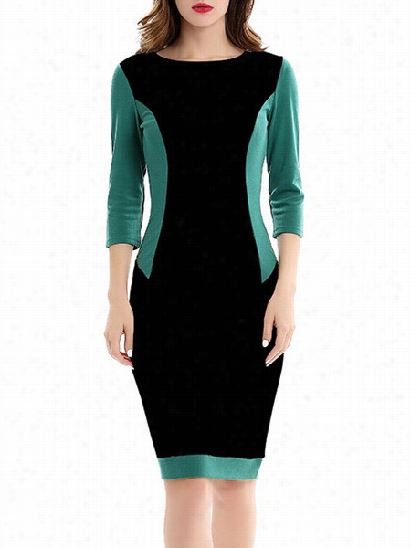 Assorted Colors Classical Round Neck Bodycoon Dress