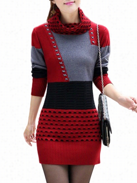 Assorted Colors Fabulous High Neck Knited-dress