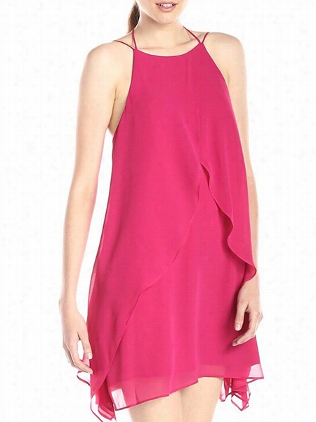 Asymmetrical Hems Spahetti Strap Shift Dresss