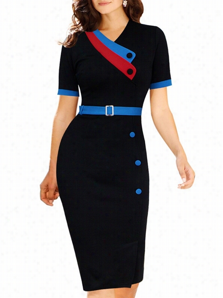 Attractive V Neck Assorted Flag Bodycon-dress