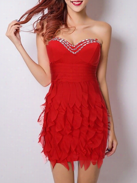 Bedaing Falbala Red Sw Eetheart Cocktail Dress