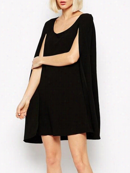 Cape Sleeve Oose Fitting Stylish Shift Dres S