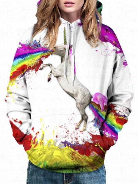 Charming Halloween Hooded Color Block Printed Hoodies