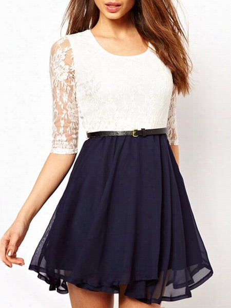 Chic Lace Patchwork Skater-ress