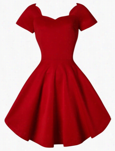 Classical Sweetheart Plain Skater-dress