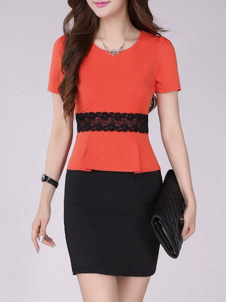 Color Executioner's ~  Lace Brilliant Crew Neck Bodyocn Dress