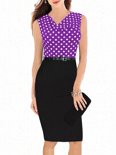 Plea Block Polka  Dot Attraxtive V Neck Bodycondress