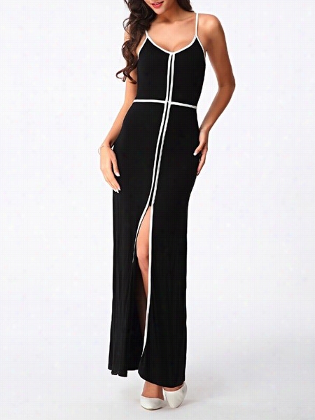 Clooor City ~ Split Spaghetti Bind  Maxi Dress