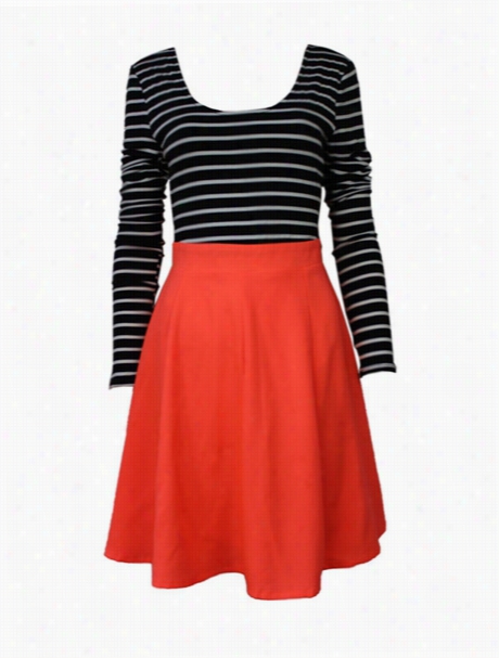 Color Block Striped Sstunning Skater Dress