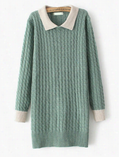 Concise Small Lapel Loose Fitting Knitted-dress