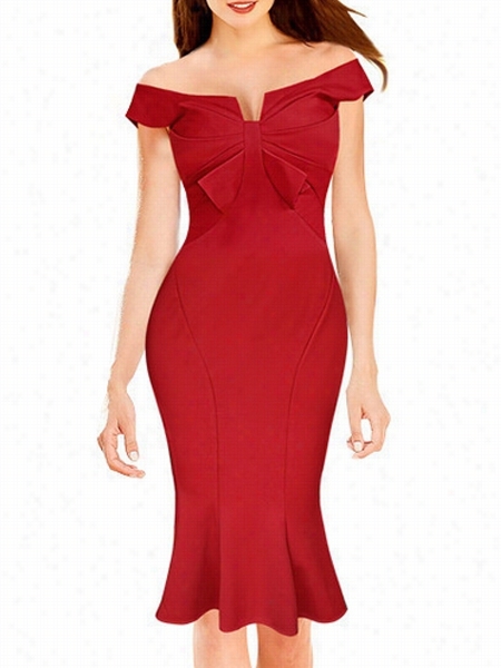 Dramatic Mermaid Pleated Bowknot Bodycon-dress