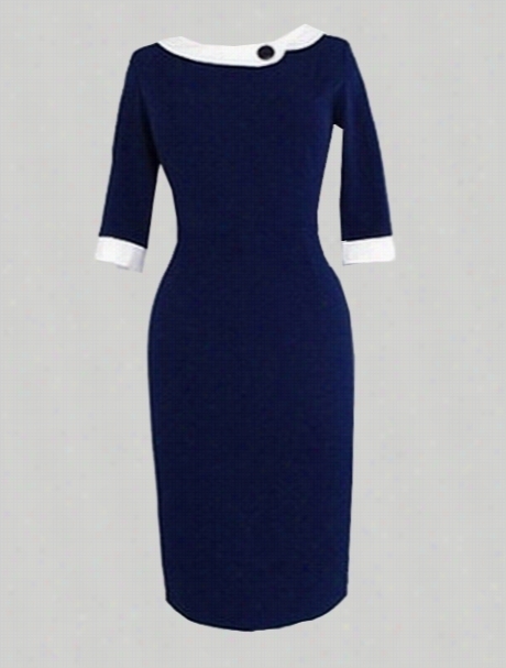 Elegant Doll Collar Patchwork With Zips Bodycon-dress