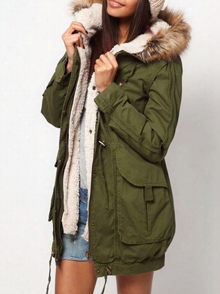 Fabulous Hooded Fur Collar Wit Hpocksts Overcoats