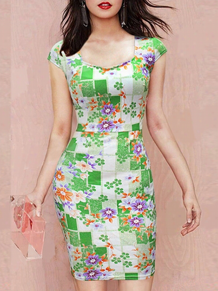 Floral Geeo Square Neck Bodycon Prepare