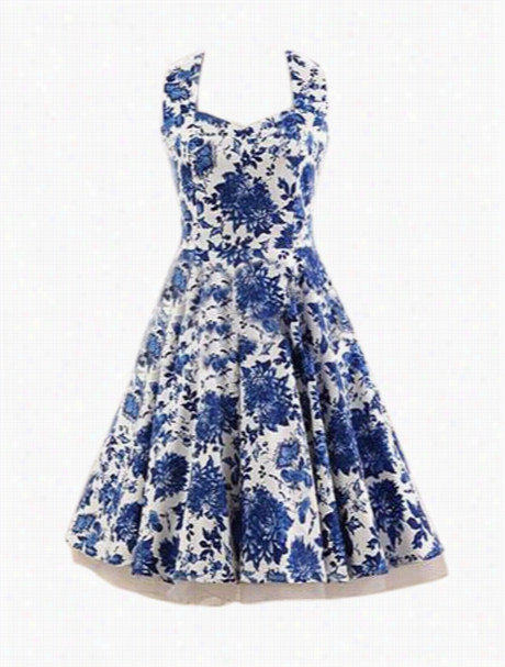 Floral Pritned Absorbing Halter Skater Dress