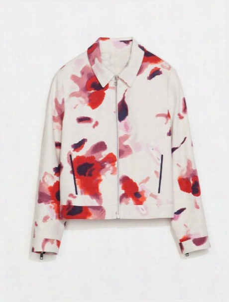 Floral Printed Zips Fancy Doll Collar Blazers