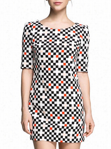 Geometric Trendy Round Nec Bodycon Dress