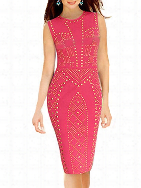 Paillette Trendy Round Neck  Bodycon Dress