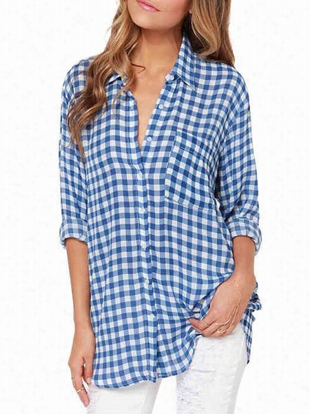 Plaid Loose Fitting Small Lapel Blouses