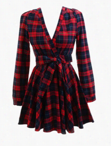 Plaidd Trenndy Surplice Skater-dress