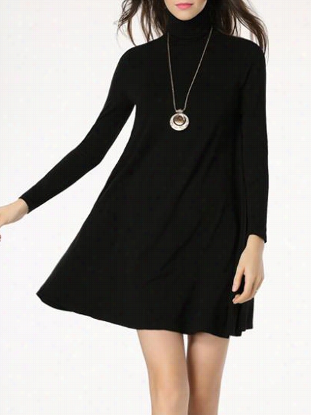 Plain &fabulous High Nek Loose Fitting Shivt-dress