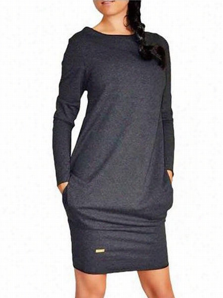 Plain Comfortalbe Crew Neck Bodycon-ress