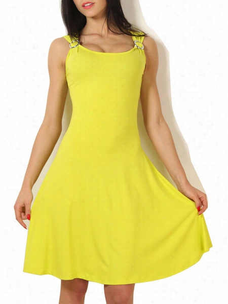 Plain Dlightful Round Neck Skater Dress