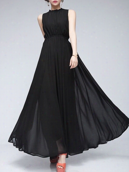 Plain Extraordinary Crew Neck Maxi Dress