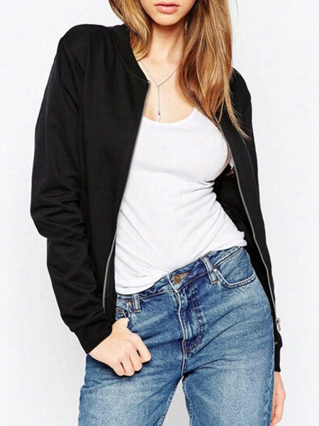 Plain With Pockets C Oncise Band Collar Jackets