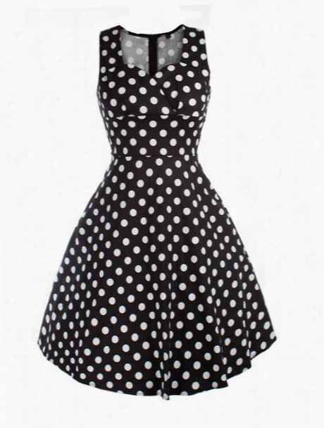 Polka Variegate Vintage Surplice Skater Dress