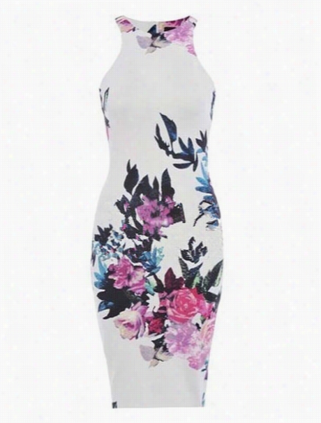 Printed Fascinating Crew Neck Bodycon-dress