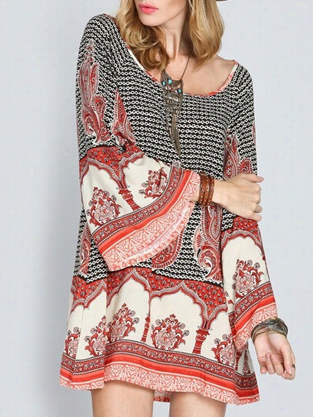 Puff Sleeve Remarkable Round Neck Shift Dress