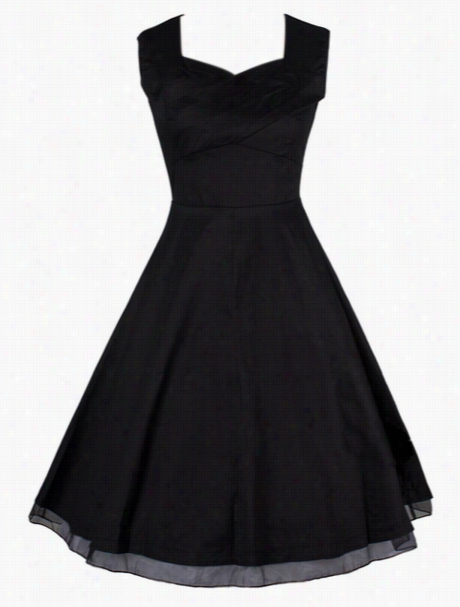 Sqquare Neck Patchwork Plain Skater-dress