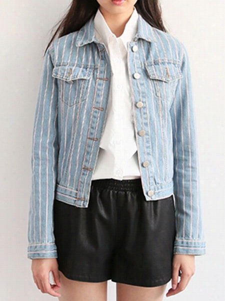 Striled Concise La Peo Denim Jackets