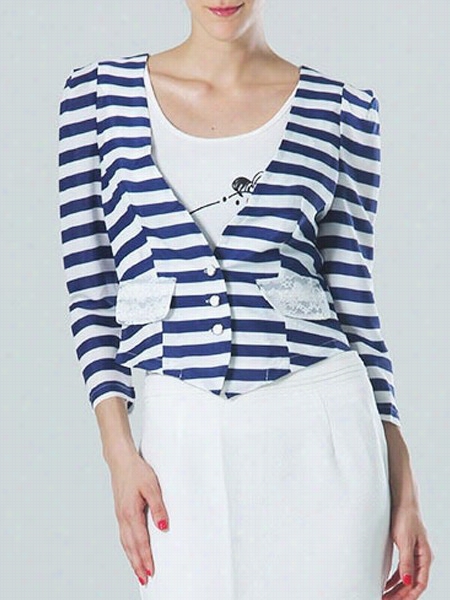 Striped Flsp Pocket Sfancy Collarless Jacket5